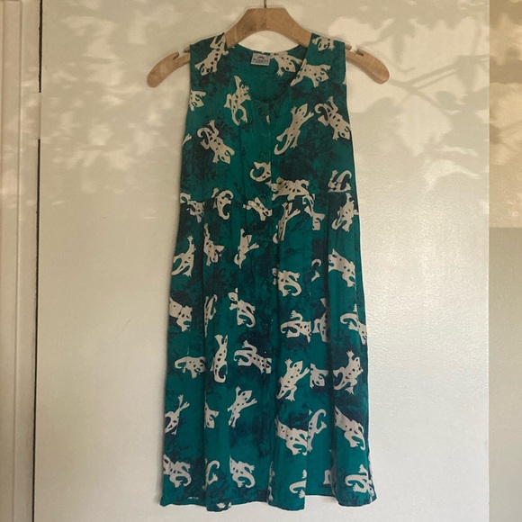 Vintage Bali Moon Kidz Girls Batik Gecko Lizard Dress Large 12-14 90's Y2K - Picture 2 of 12